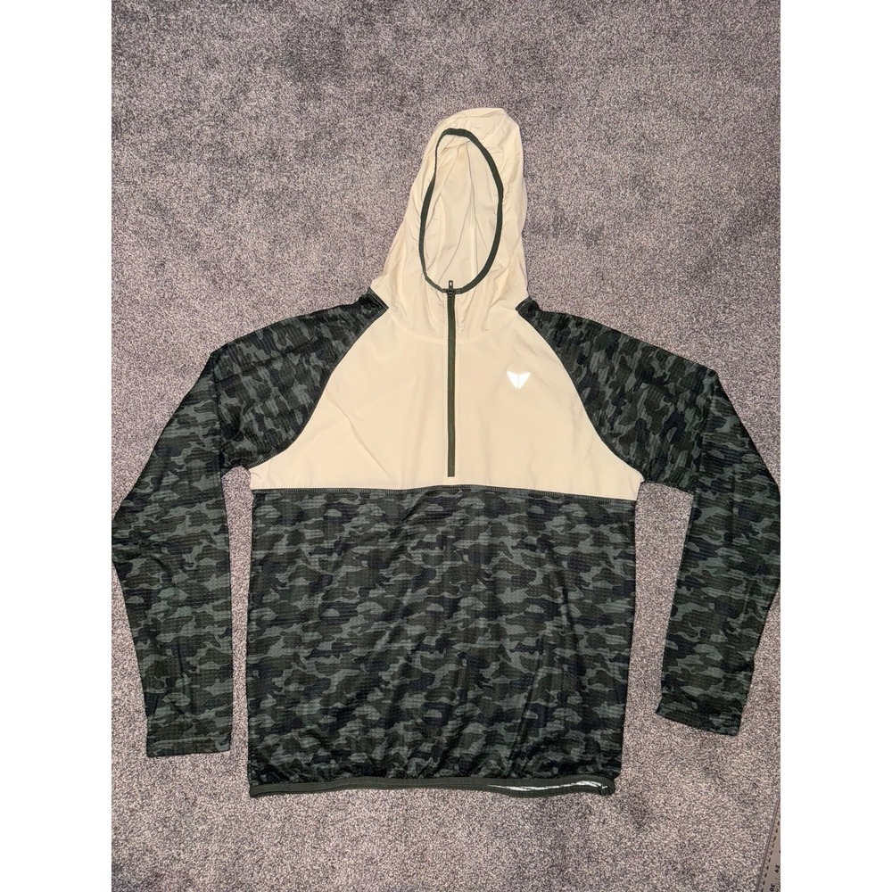 Korsa RoadRunner‎ Men's Green and Cream Quarter-Zip Hoodie - Large